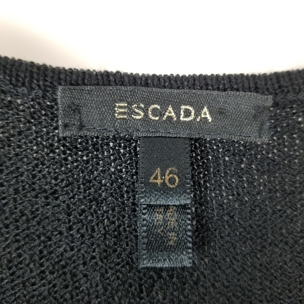 Escada Womens XXL Sleeveless Tank Top Sweater Wool Viscose Black EU 46 Size 16 - Picture 3 of 7